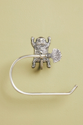 Anthropologie Tibetan Tiger Toilet Paper Holder In Silver