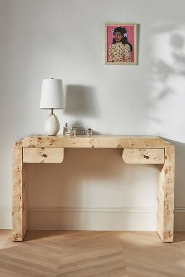 Anthropologie Shura Burl Console Table In White