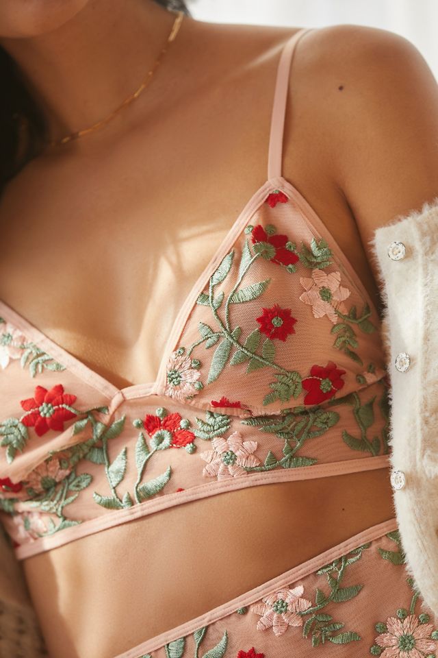 By Anthropologie Embroidered Mesh Triangle Bra #2