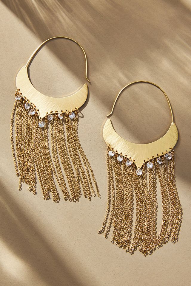 Gold Fringe Drop Earrings Anthropologie