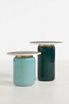 Infinity Marble-Top Glass Side Table