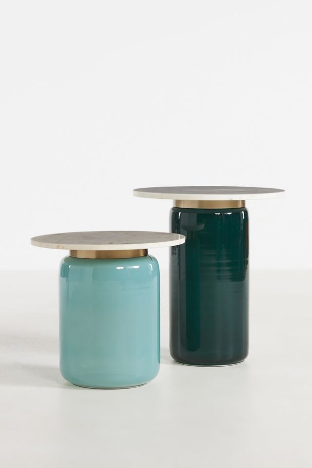 Infinity Marble-Top Glass Side Table #3