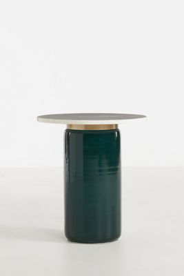 Infinity Marble-Top Glass Side Table