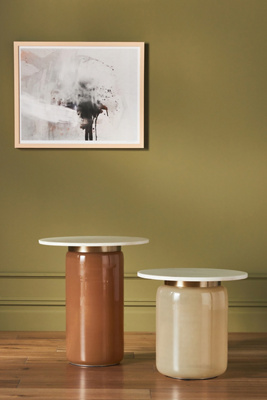 Anthropologie Infinity Glass Side Table In Neutral