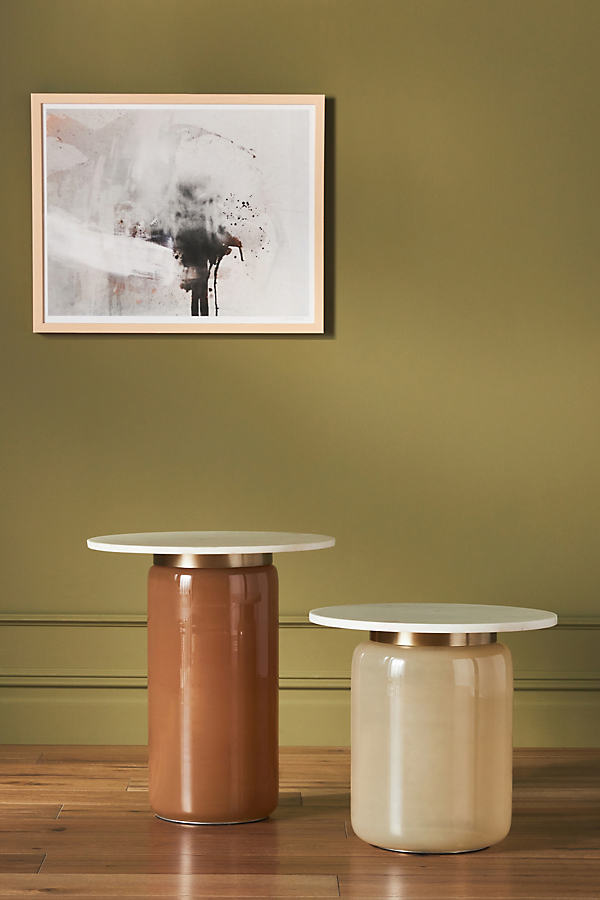 Anthropologie Infinity Glass Side Table In Neutral