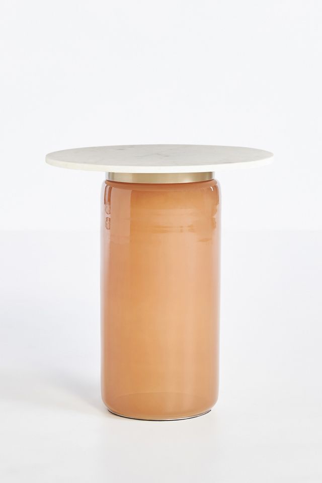 Infinity Marble-Top Glass Side Table