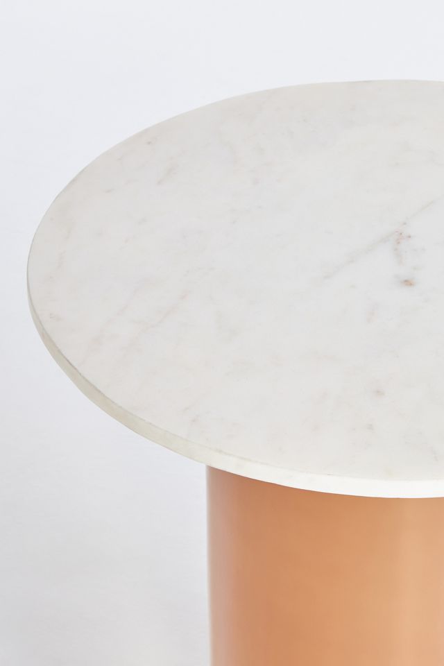 Infinity Marble-Top Glass Side Table