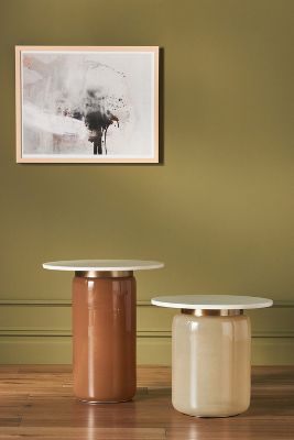 Anthropologie Infinity Glass Side Table By  In Neutral Size Short