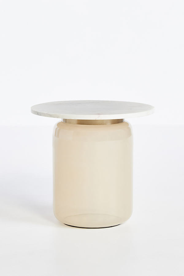 Anthropologie Infinity Glass Side Table In Neutral