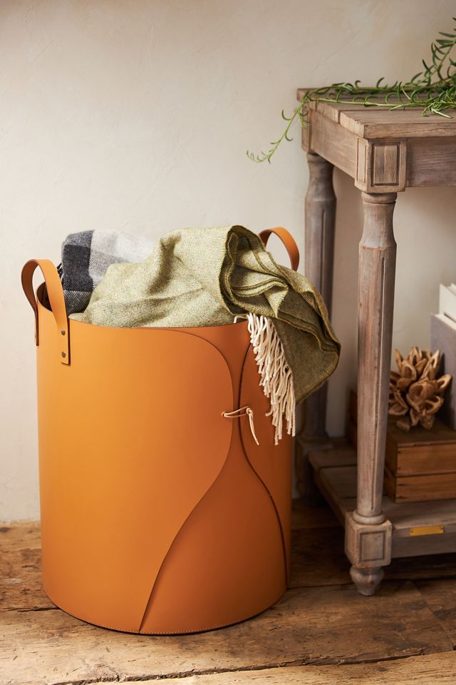 Folding Leather Basket, Cylinder #4