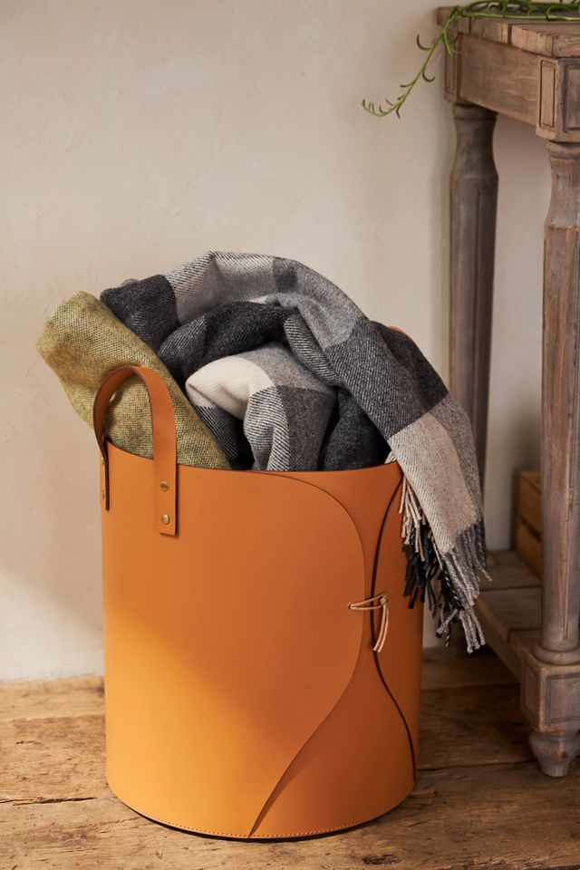 Folding Leather Basket, Cylinder #2