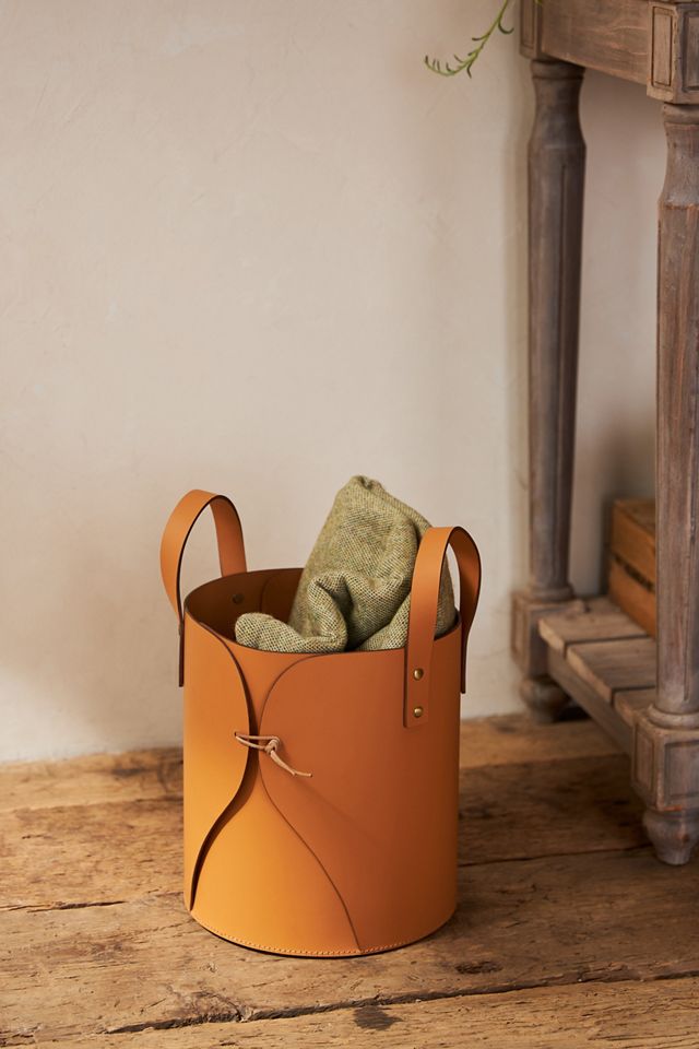Folding Leather Basket, Cylinder #5