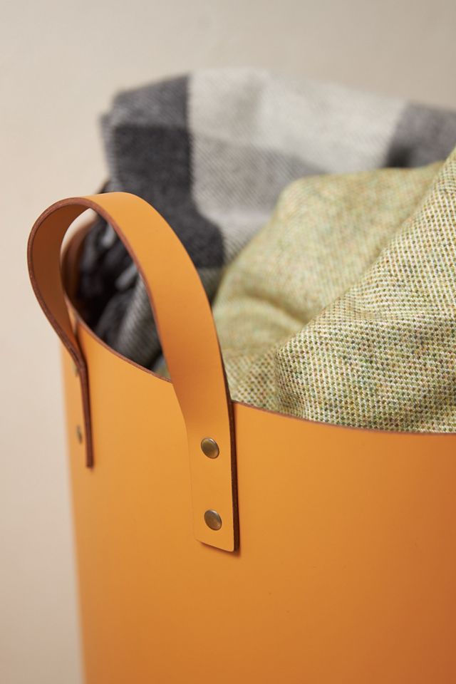 Folding Leather Basket, Cylinder #3