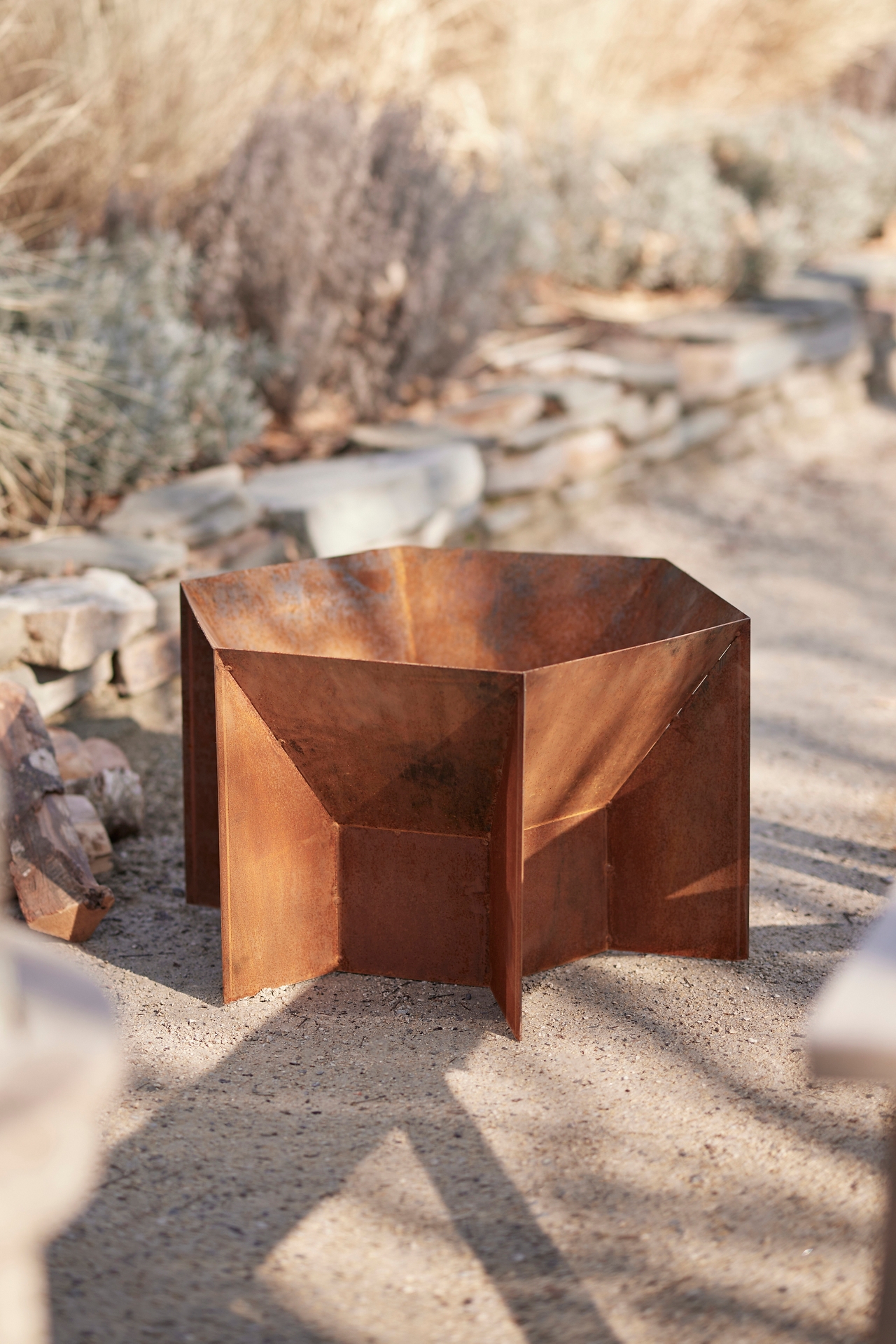 Hexagon Weathering Steel Fire Pit