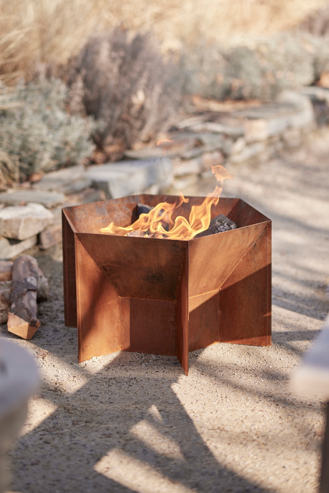 Hexagon Weathering Steel Fire Pit