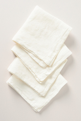 Anthropologie Edison Portuguese Linen Napkins, Set Of 4 By  In White Size Napkin