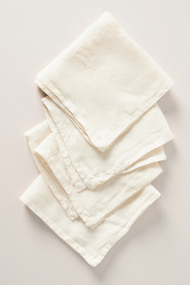 Anthropologie Edison Portuguese Linen Napkins, Set Of 4 By  In White Size Napkin