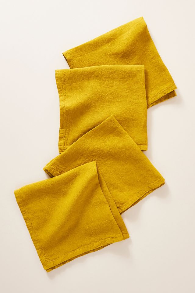 Edison Portuguese Linen Napkins, Set of 4 - Chartreuse