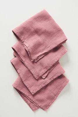Anthropologie Edison Portuguese Linen Napkins, Set Of 4 By  In Pink Size Napkin