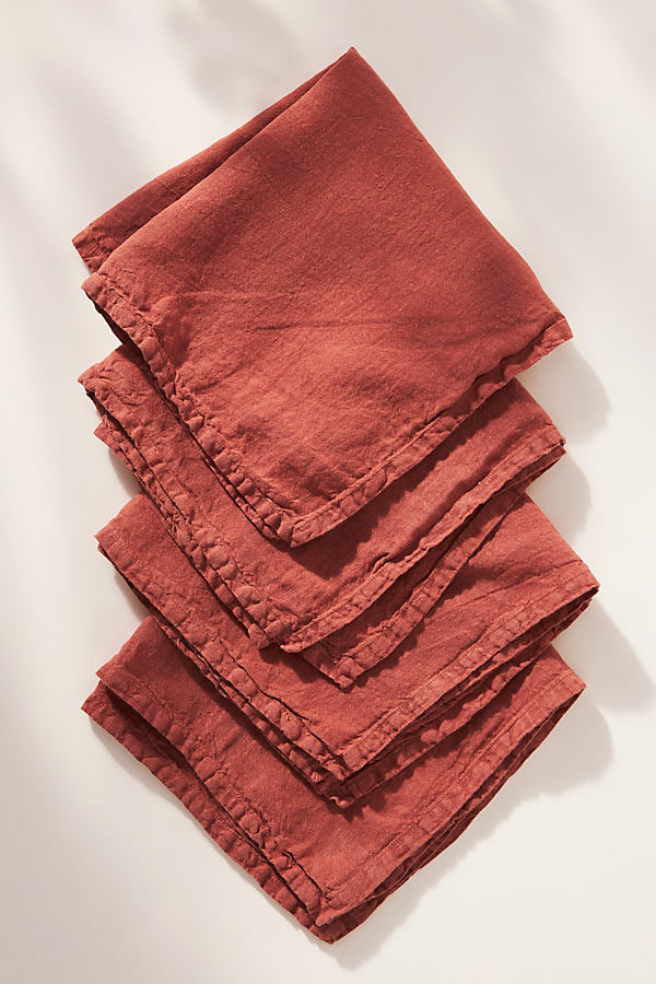 Anthropologie Edison Portuguese Linen Napkins, Set Of 4 By  In Red Size Napkin