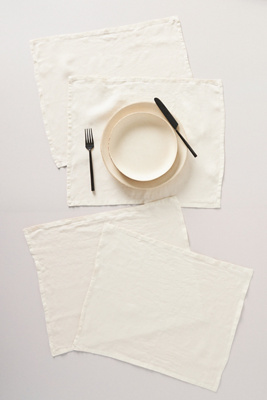 Anthropologie Set Of 4 Edison Linen Placemats In White