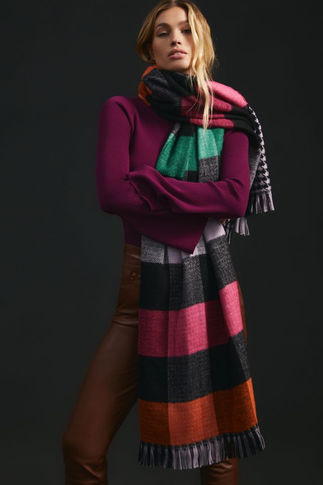 Double-Sided Plaid Scarf #1