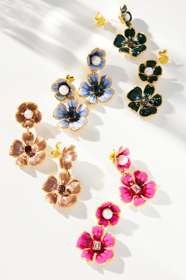 The Pink Reef Hand-Painted Earrings | Anthropologie