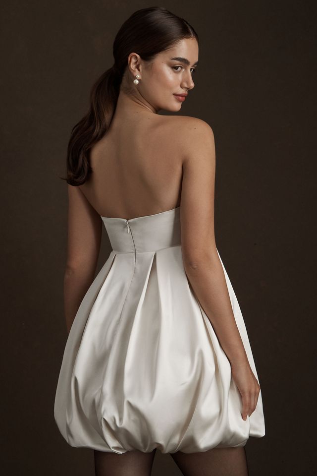 Ronny Kobo Jolita Strapless Sweetheart Satin Bubble-Hem Mini Dress #3