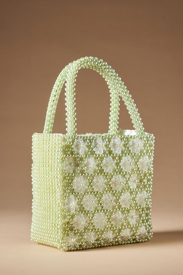 Beaded Floral Mini Tote #1