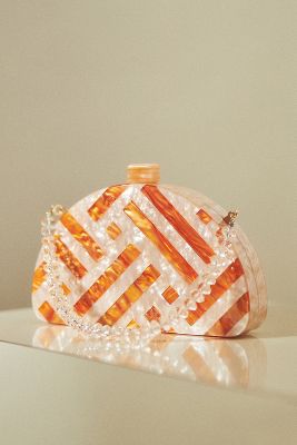 By Anthropologie Colorful Resin Clutch In Orange