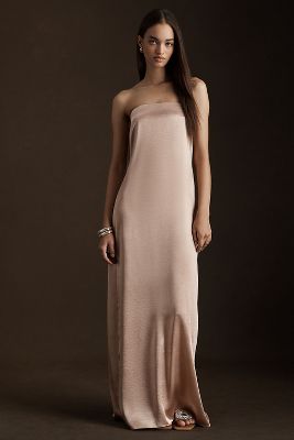 Bhldn Stella Hammered Satin Dress In Beige ModeSens