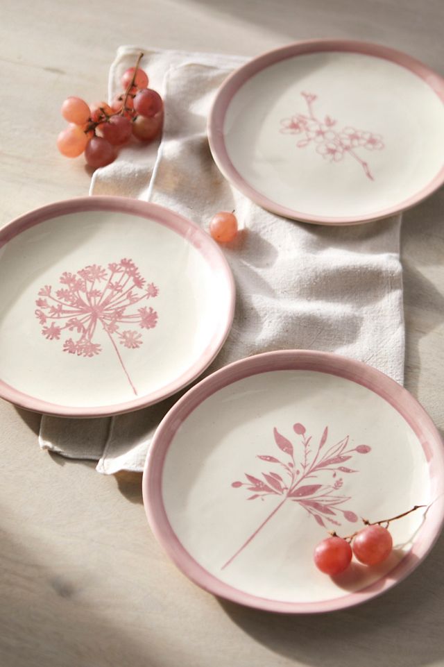Floral Dessert Plate, Greens #1