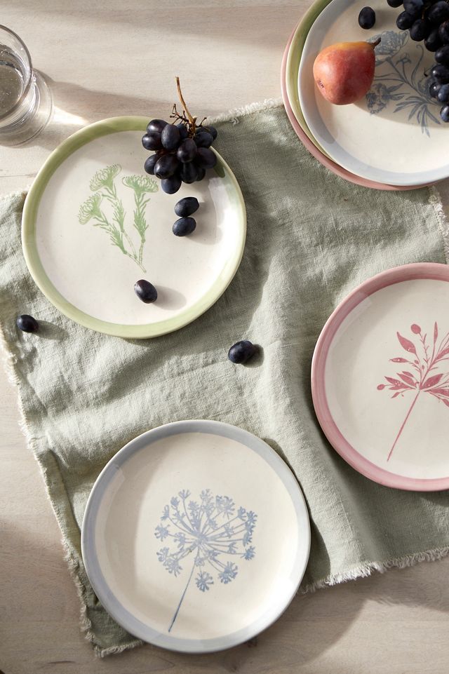 Floral Dessert Plate, Greens #2