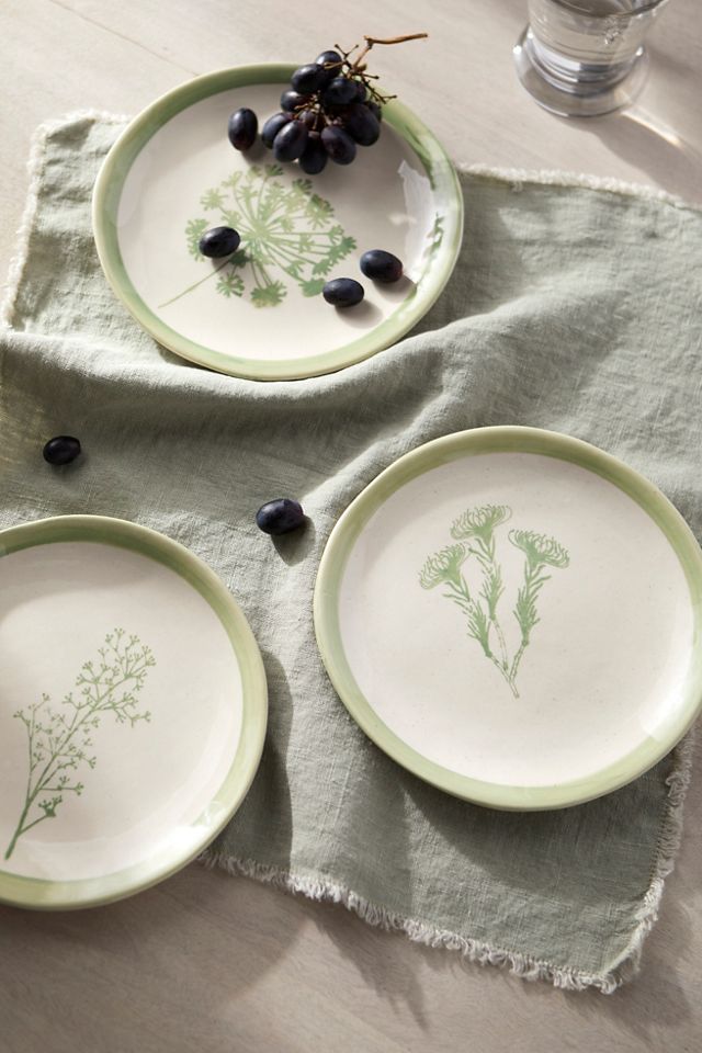 Floral Dessert Plate, Greens #1