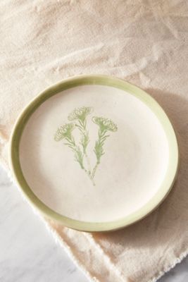 Floral Dessert Plate, Greens