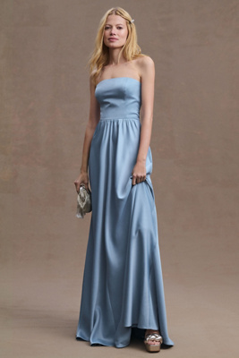 bhldn light blue dress Sky-blue Chiffon Long Dress for Bridesmaid Vestido de la dama de honor   loveangeldress
