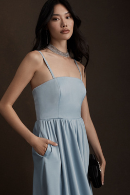 Bhldn Elsie Satin Charmeuse Dress In Blue | ModeSens