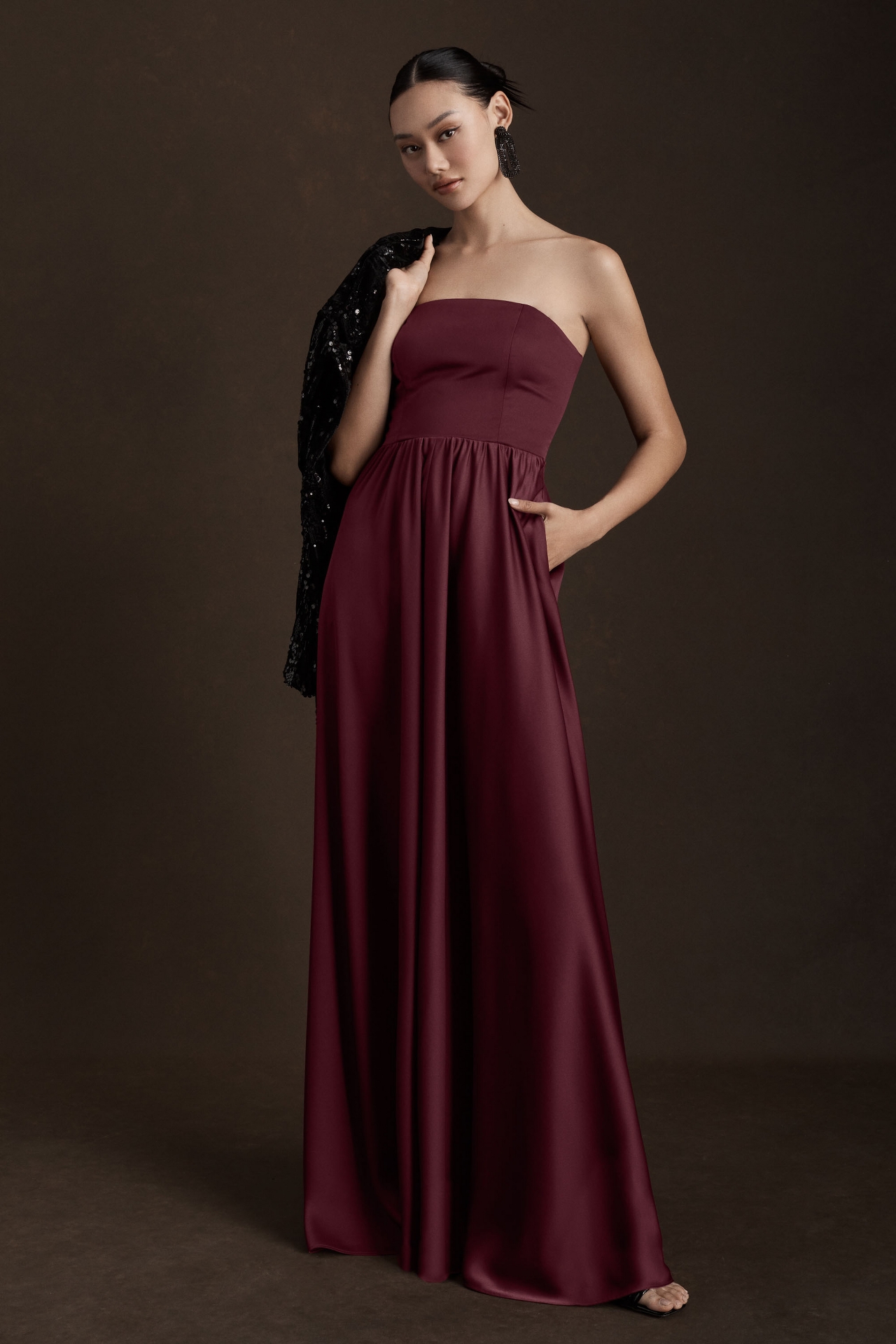 BHLDN Elsie Straight-Neck Satin A-Line Gown