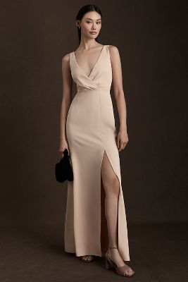 Bhldn Piper Satin Charmeuse Dress In Beige