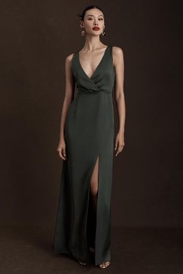 Bhldn Piper Satin Charmeuse Dress In Green