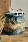 Blue Stripe Woven Seagrass Basket #1
