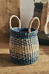 Blue Stripe Woven Seagrass Basket #3