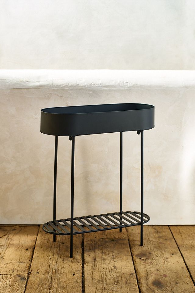 Oval Iron Plant Stand with Shelf #1