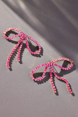 By Anthropologie Crystal Bow Earrings In Pink