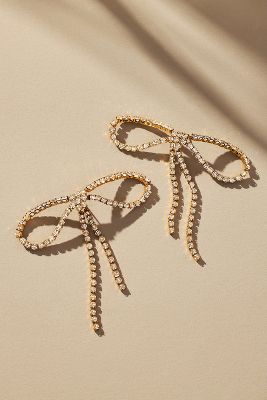 By Anthropologie Crystal Bow Earrings In Clear