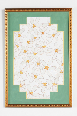 Artfully Walls Flowers With Green Zig Wall Art