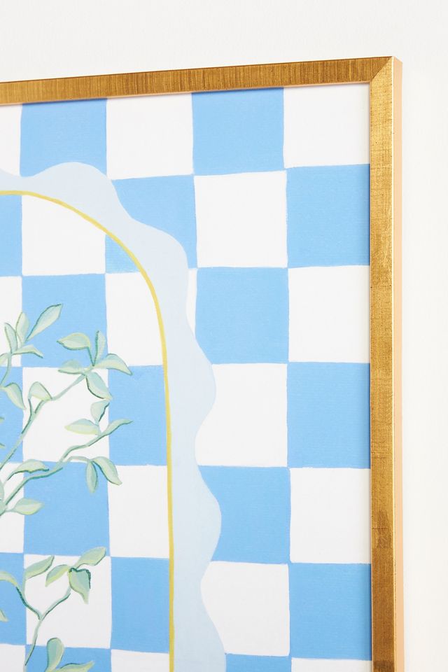 Blue Check with Wavy Arch Wall Art #1