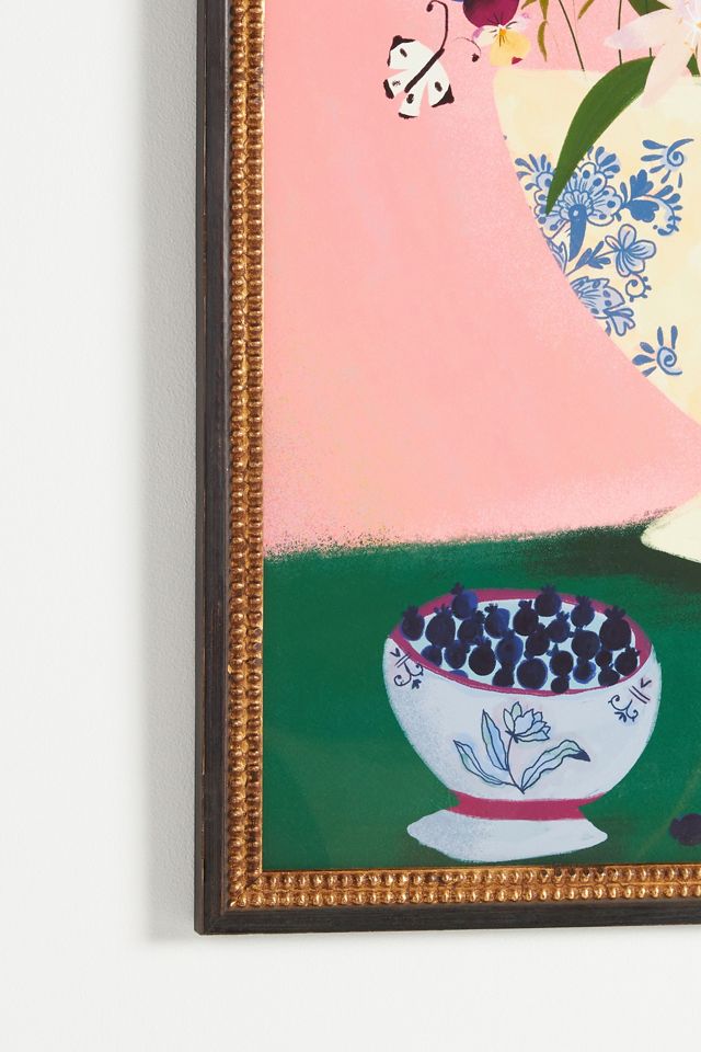 Delft Wildflowers in Pink Wall Art #1
