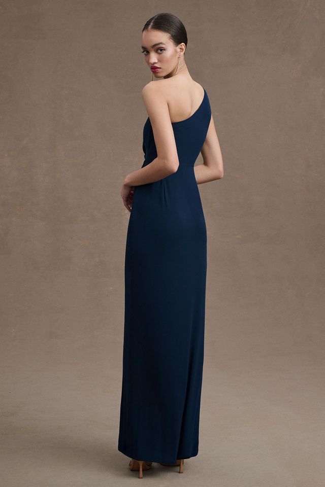 BHLDN Chloe One-Shoulder Side-Slit Georgette Gown #2