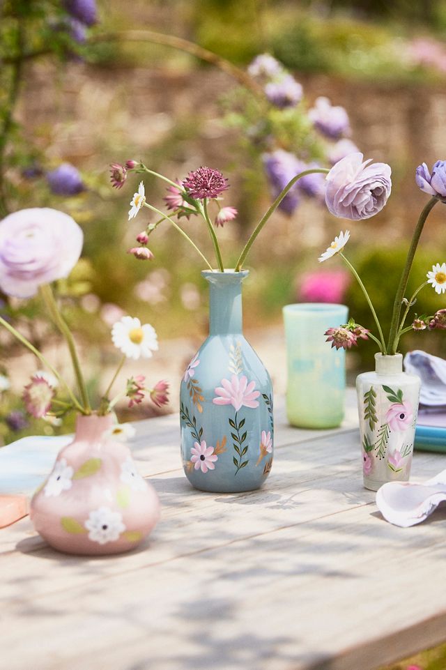 Floral Painted Glass Vase #2